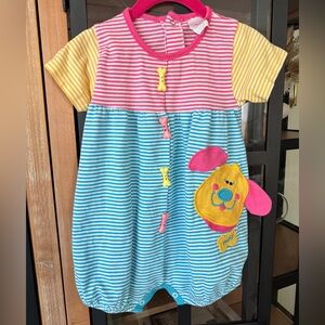 Vintage Buster Brown 90s bubble applique striped colorful toddler girl romper